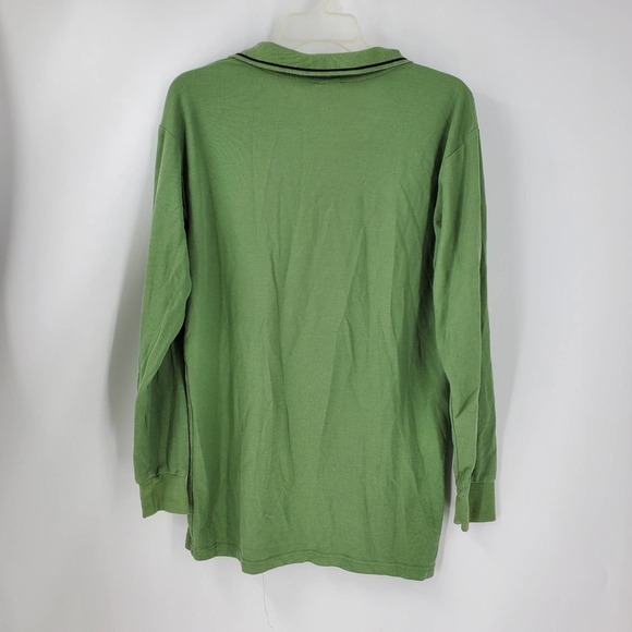 FASHION SEAL Men M Green Long Sleeve Polo T-Shirt - Picture 2 of 3